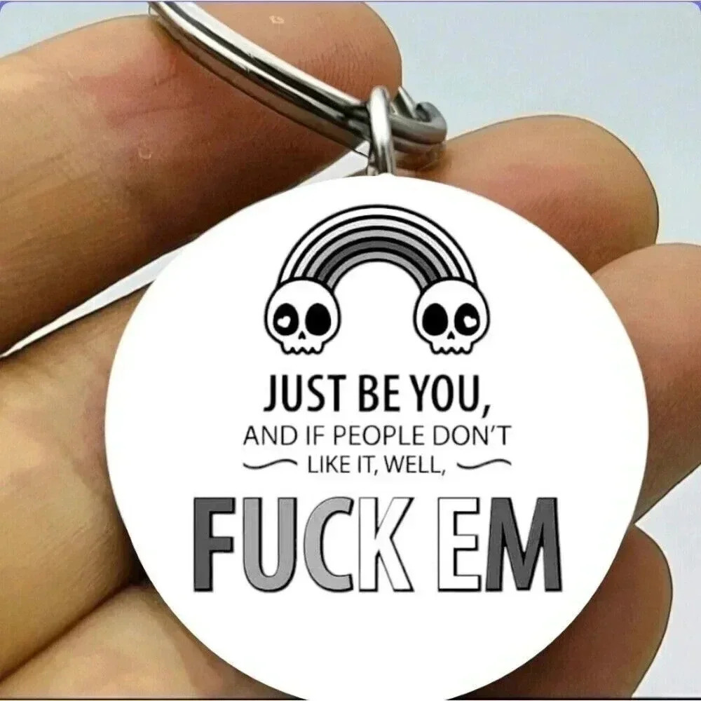 Skull Art Rainbow Horror Just Be You Hot Cute Inspiration Quote Life Keychain
